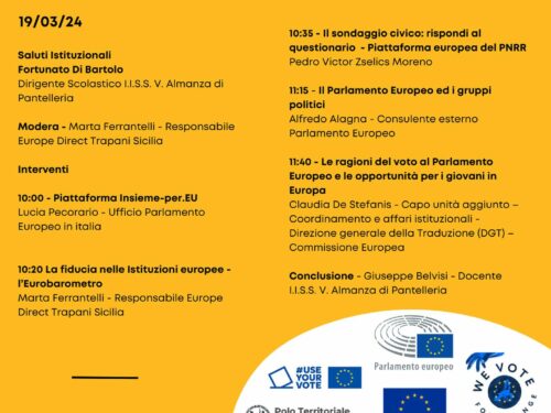 Pantelleria, Le opportunità offerte dall’Europa per i giovani, i programmi comunitari e i collegamenti con le Istituzioni europee